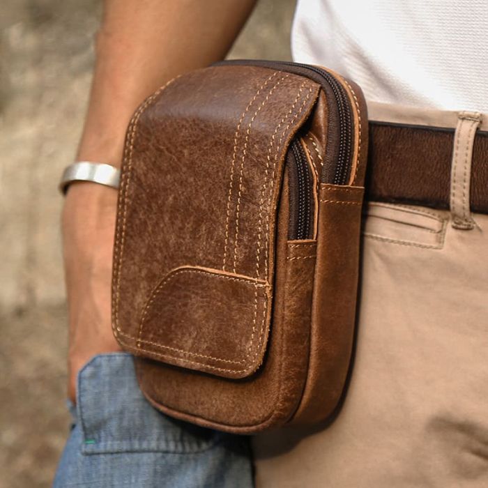 Herren Leder Hüfttasche retro Gürteltasche
