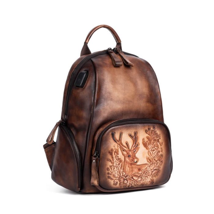 vintage leder rucksack damen