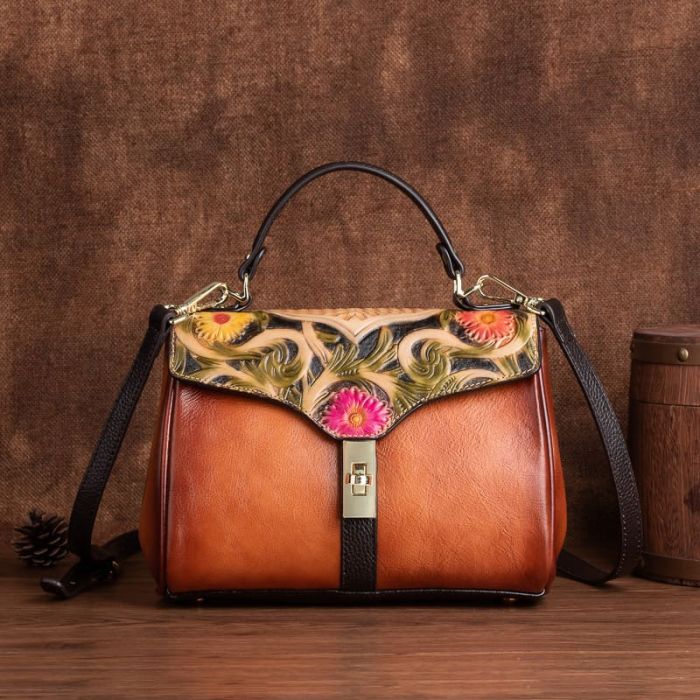 Vintage Damen kleine Umhängetasche Leder Handtasche