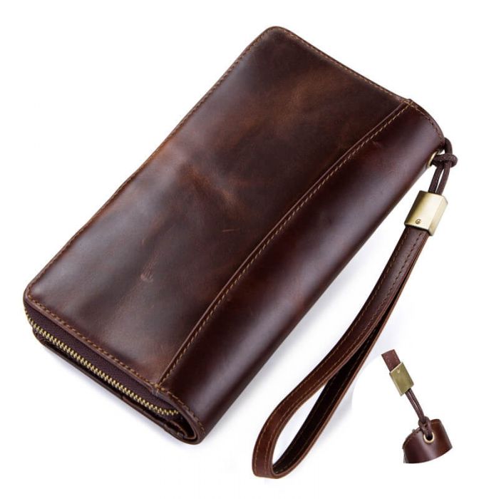 lange Geldbörse Herren Leder Vintage Brieftasche