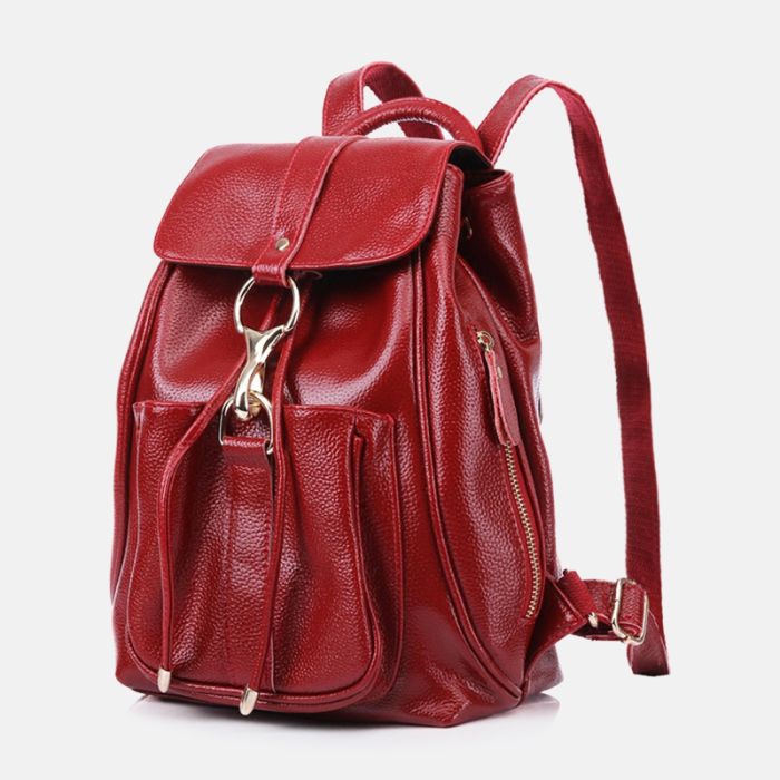 damen lederrucksack rot