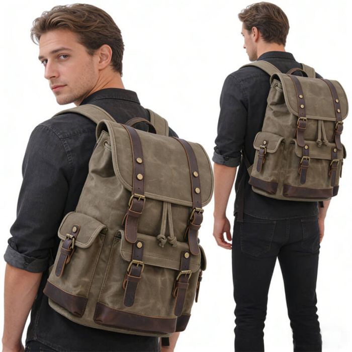 Vintage Rucksack Herren gewachstes Canvas für Outdoor in 4 Farben
