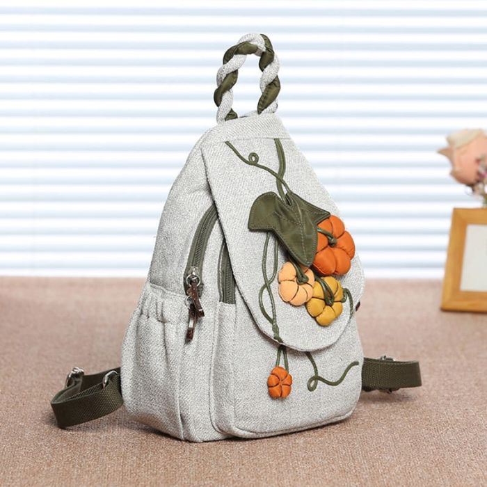 klein Rucksack Canvas landhausstil Damen Kürbis