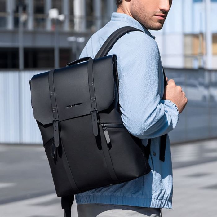 großer wasserdichter Rucksack Herren Oxford und PU für Arbeit mit Laptopfach