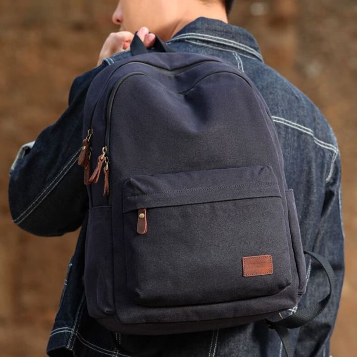 Herren Rucksack Canvas Backpack für Schule und Uni mit Laptopfach