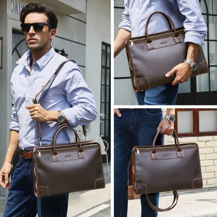 Bussinesstasche Herren Leder braun Aktentasche Handtasche mit Laptopfach