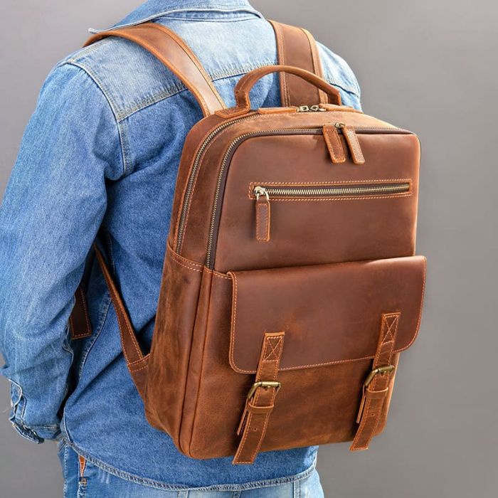 Vintage Rucksack Bussiness Leder braun Herren Laptop für Reisen