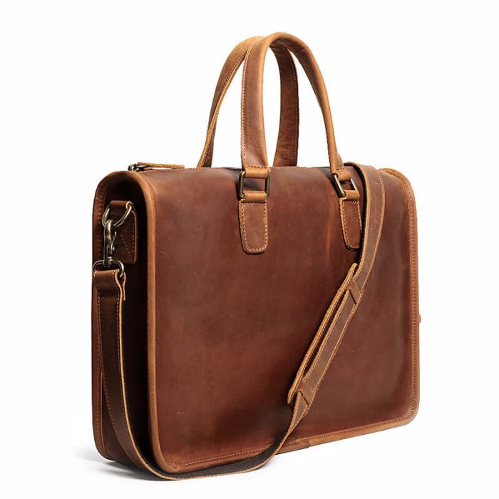 Vintage Businesstasche Herren Leder braun Handtasche Umhängetasche mit Laptopfach
