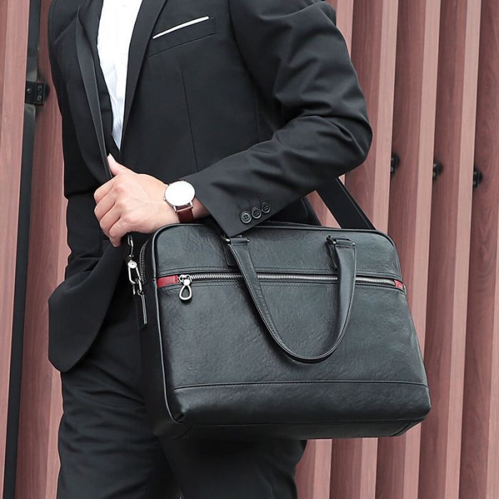 Vintage Businesstasche Herren Leder schwarz Handtasche