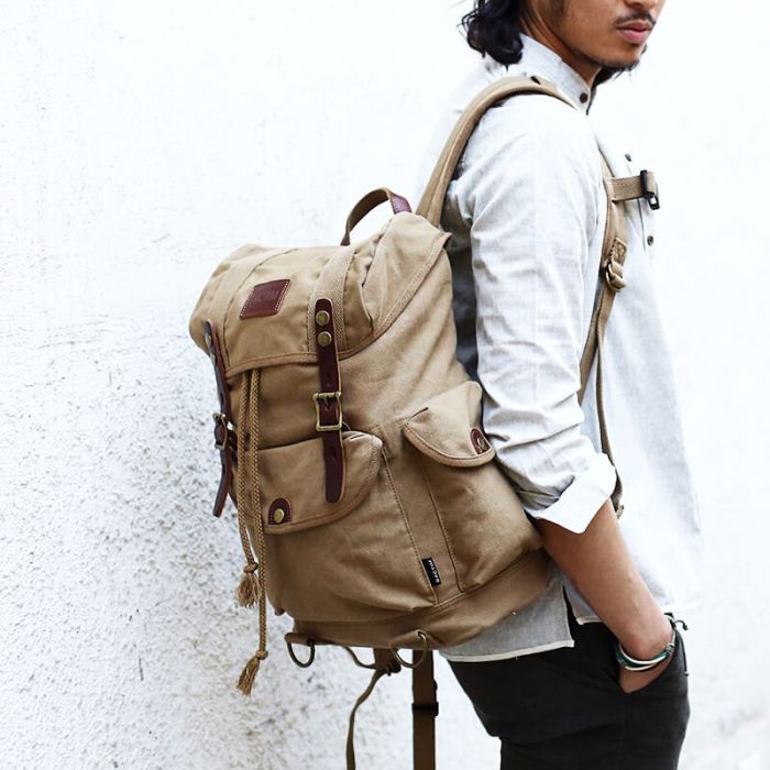 groß Rucksack Herren Canvas für Reisen und Uni